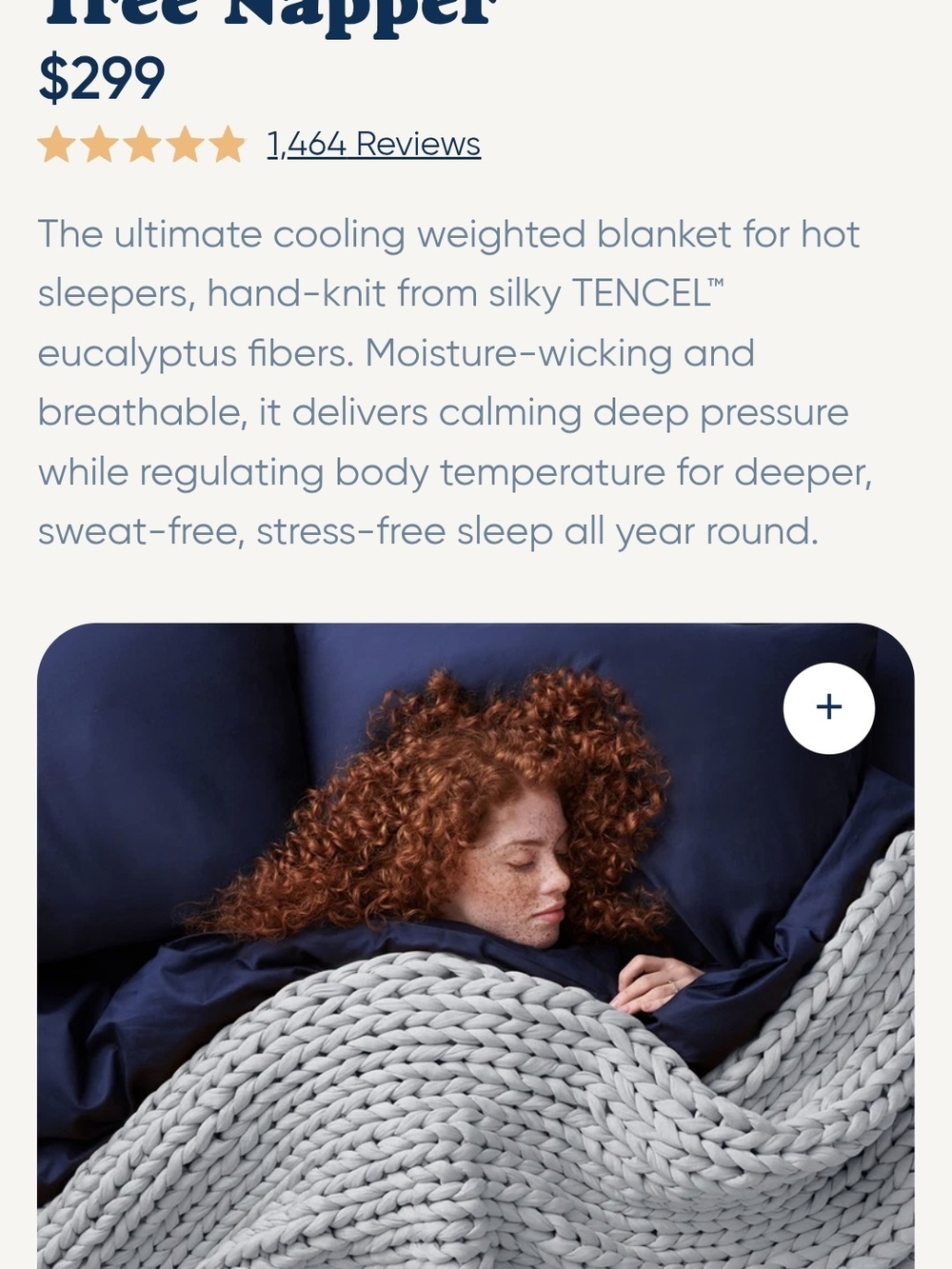 Bearaby Tree Napper Cooling/ Weighted Blanket - Pebble Gray Color - Picture 3 of 8